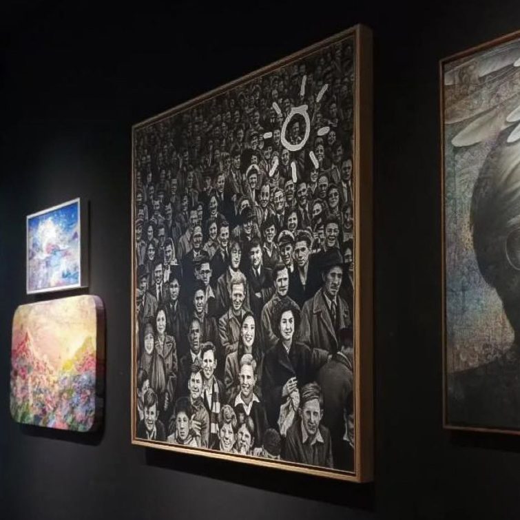 Under The Same Sun in a wooden frame on a dark gallery wall at Forever Young