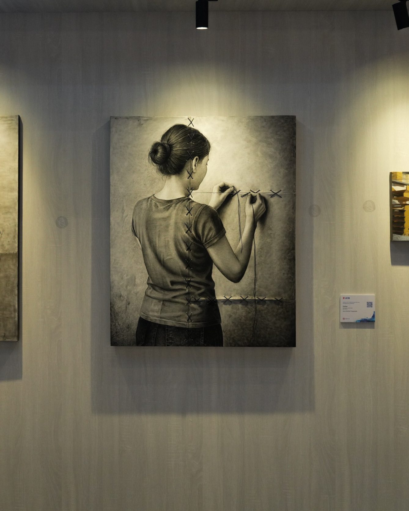 Nalian installed on a wall at the UOB Painting of the Year exhibition